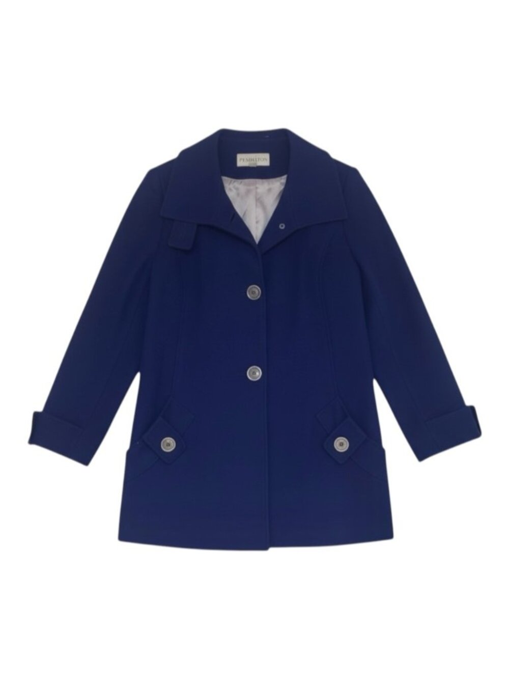 Vintage Pendleton Lambswool Coat Navy Blue Single Breasted‎ Women’s 10 Petite